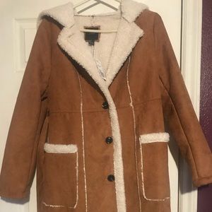 Forever 21 long faux lined coat